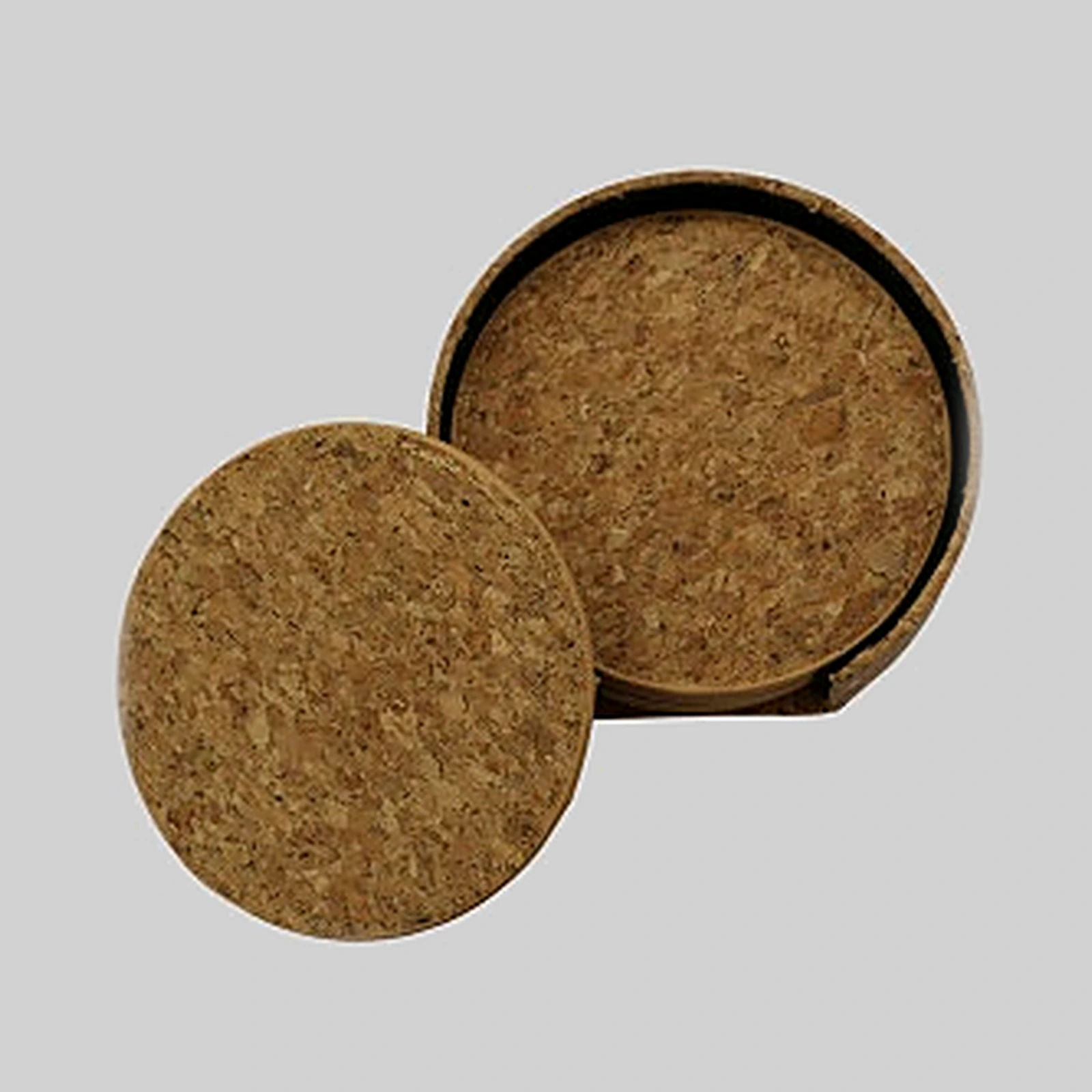 Round cork coaster set, boxed holder — image 1 of 1