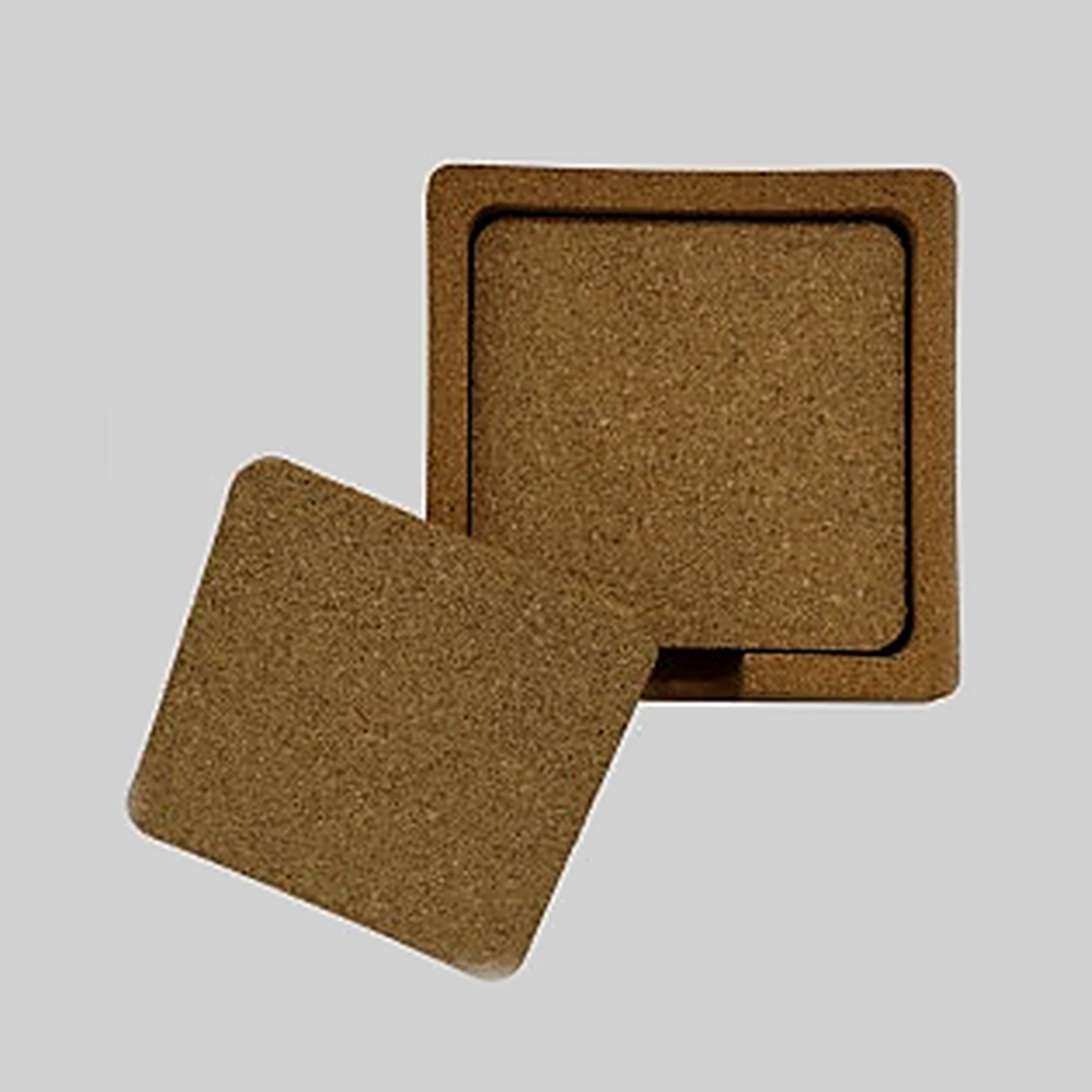 Square cork coaster set with holder — image 1 of 1