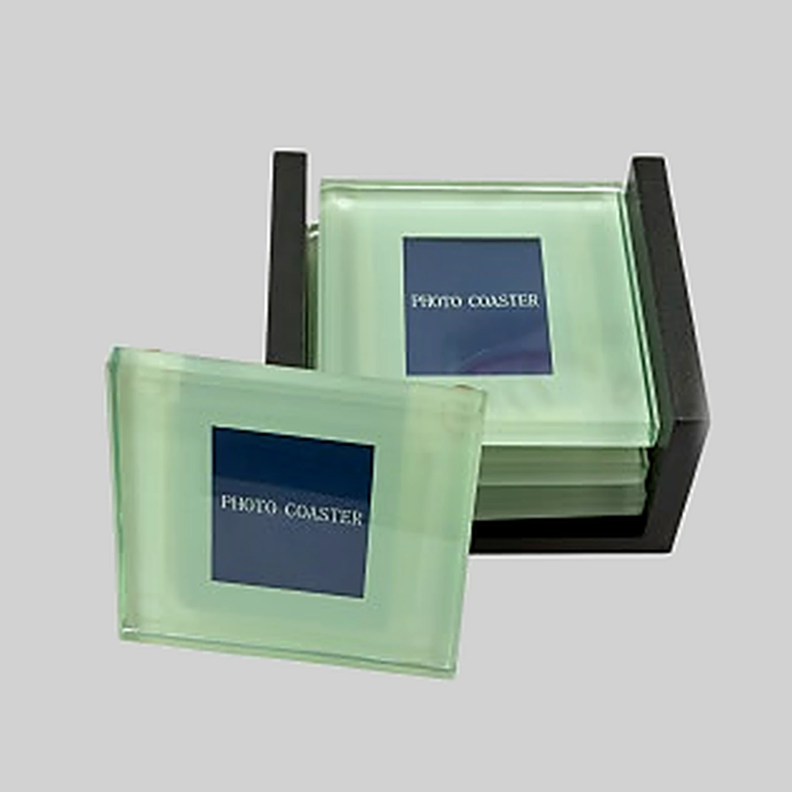 Square photo coaster set, glass — image 1 of 1